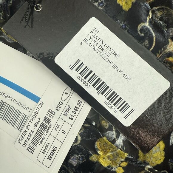 Preen by Thornton Bregazzi Lydia Black/Yellow Floral Print Dress Size S - Picture 7 of 13